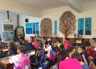 O clasă inspirată din natură, în care copacii se schimbă în fiecare anotimp. Învățătoarea a creat ”un spațiu mai prietenos” pentru elevii săi