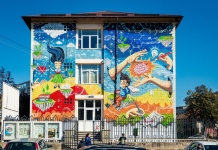 Școli din Piatra-Neamț, îmbrăcate în culoare. Picturi murale care dau viață clădirilor în care copiii învață