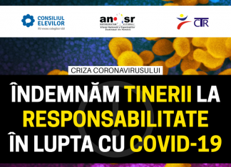 Apel către tinerii din România să trateze cu responsabilitate problema epidemiei de coronavirus: ”Le recomandăm să rămână la domiciliu”