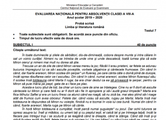 Noi teste de antrenament pentru Evaluarea Națională și Bacalaureat 2020. Au fost publicate și baremele UPDATE