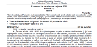 Bacalaureat 2020, etapa specială: Baremul și subiectele primite de absolvenții clasei a XII-a la Istorie