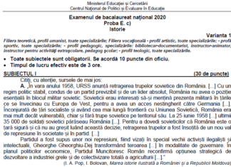 Bacalaureat 2020, etapa specială: Baremul și subiectele primite de absolvenții clasei a XII-a la Istorie