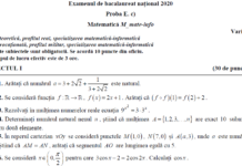 Subiectele și baremul la Matematică – Bacalaureat 2020, etapa specială. Ce au avut de rezolvat candidații