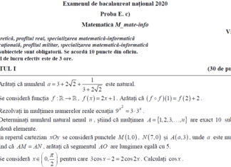 Subiectele și baremul la Matematică – Bacalaureat 2020, etapa specială. Ce au avut de rezolvat candidații
