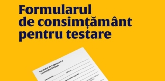 Formularul prin care părinţii îşi dau acordul pentru testele antigen. Ministerul Sănătății recomandă să fie adus din prima zi de şcoală