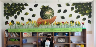 Sală de clasă, pictată de o elevă de clasa a VII-a. Școala colorată în care învață Lavinia are ceainărie literară și spații de învățare în aer liber FOTO