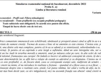 Simulare BAC 2023, Maramureș. Subiecte și bareme la Română, Matematică, Anatomie, Biologie, Logică, Fizică, Chimie, Informatică