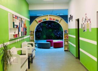 Spațiu de lectură, cu un decor inspirat din natură, la liceul din Corod: „Mereu am plecat de la ideea că școala trebuie să fie un spațiu vesel, colorat”