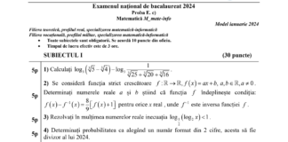 Teste de antrenament pentru BAC 2024. Noi modele de subiecte la Matematică, publicate de ISJ Sibiu/ Baremele de corectare UPDATE