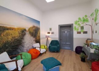 Spațiu de relaxare pentru elevi și profesori, într-o școală din Carei. Copiii își petrec pauzele în sala colorată și hrănesc papagalii și canarii FOTO