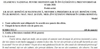 Definitivat 2026. Ministerul Educației a publicat modele de subiecte și bareme pentru proba scrisă a examenului